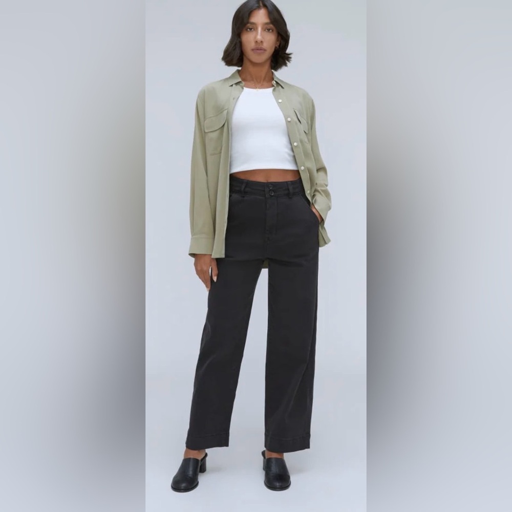 Everlane Organic Cotton Wide Leg Black Pants